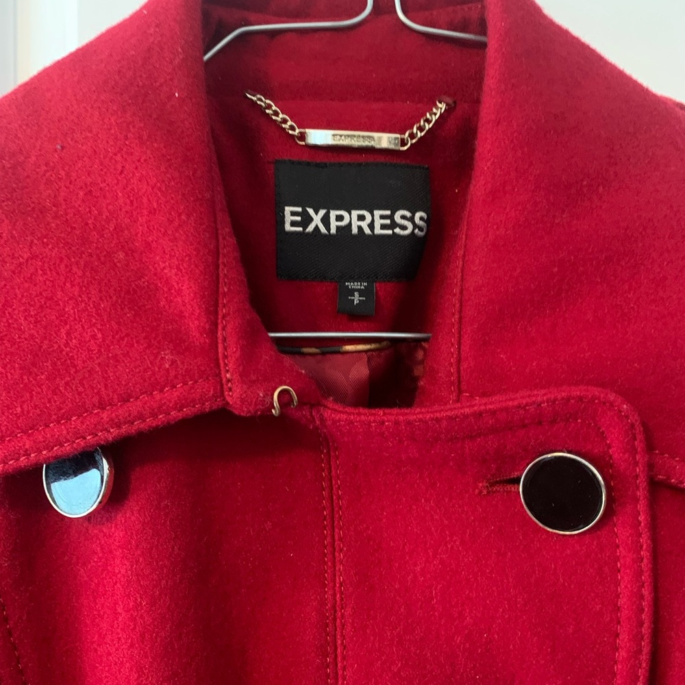 Express Scarlet Outerwear with Button Accents - Picture 3 of 9